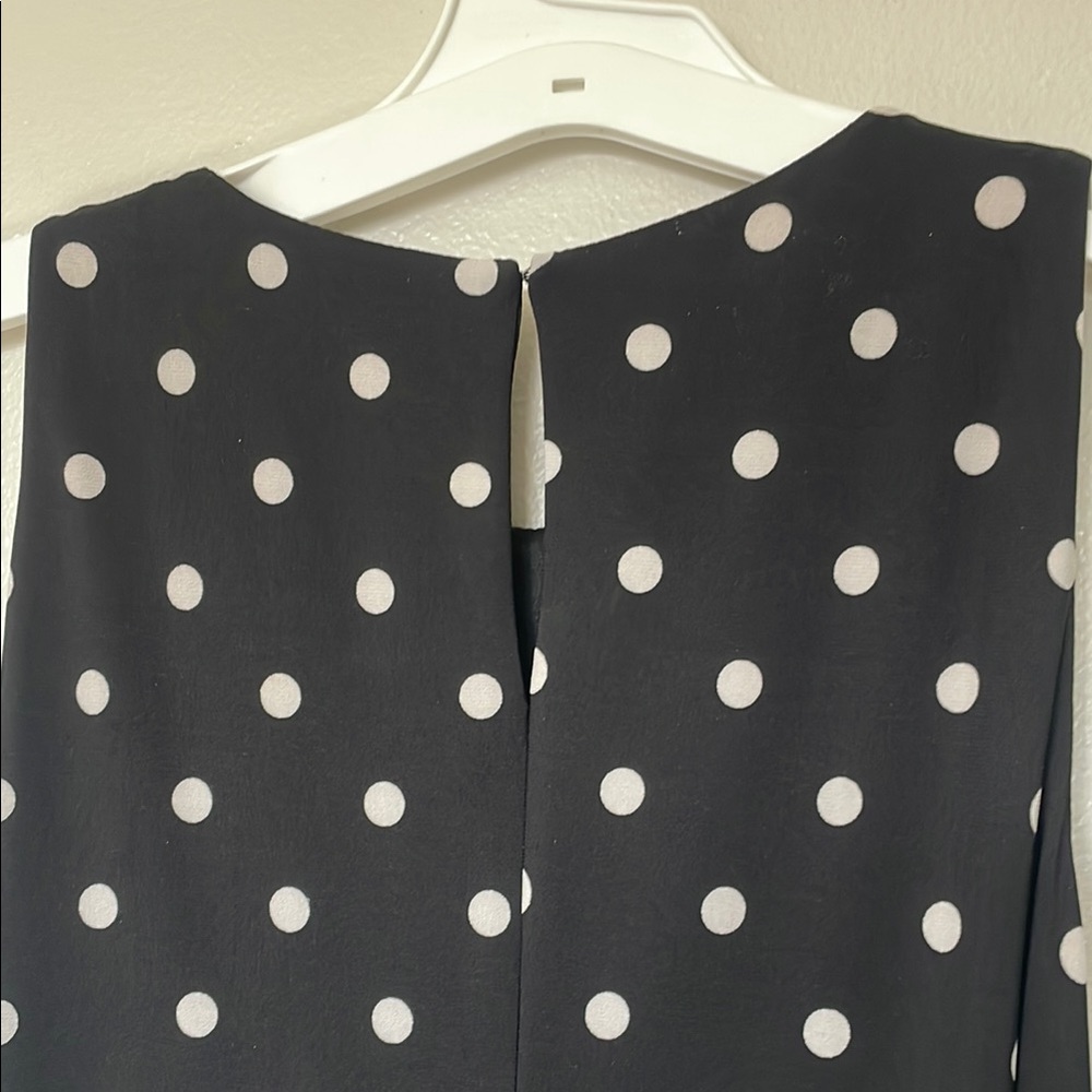 Lauren Ralf Lauren Black and White Polka Dot Sleeveless A-line Midi Dress Size 6 - Picture 5 of 10